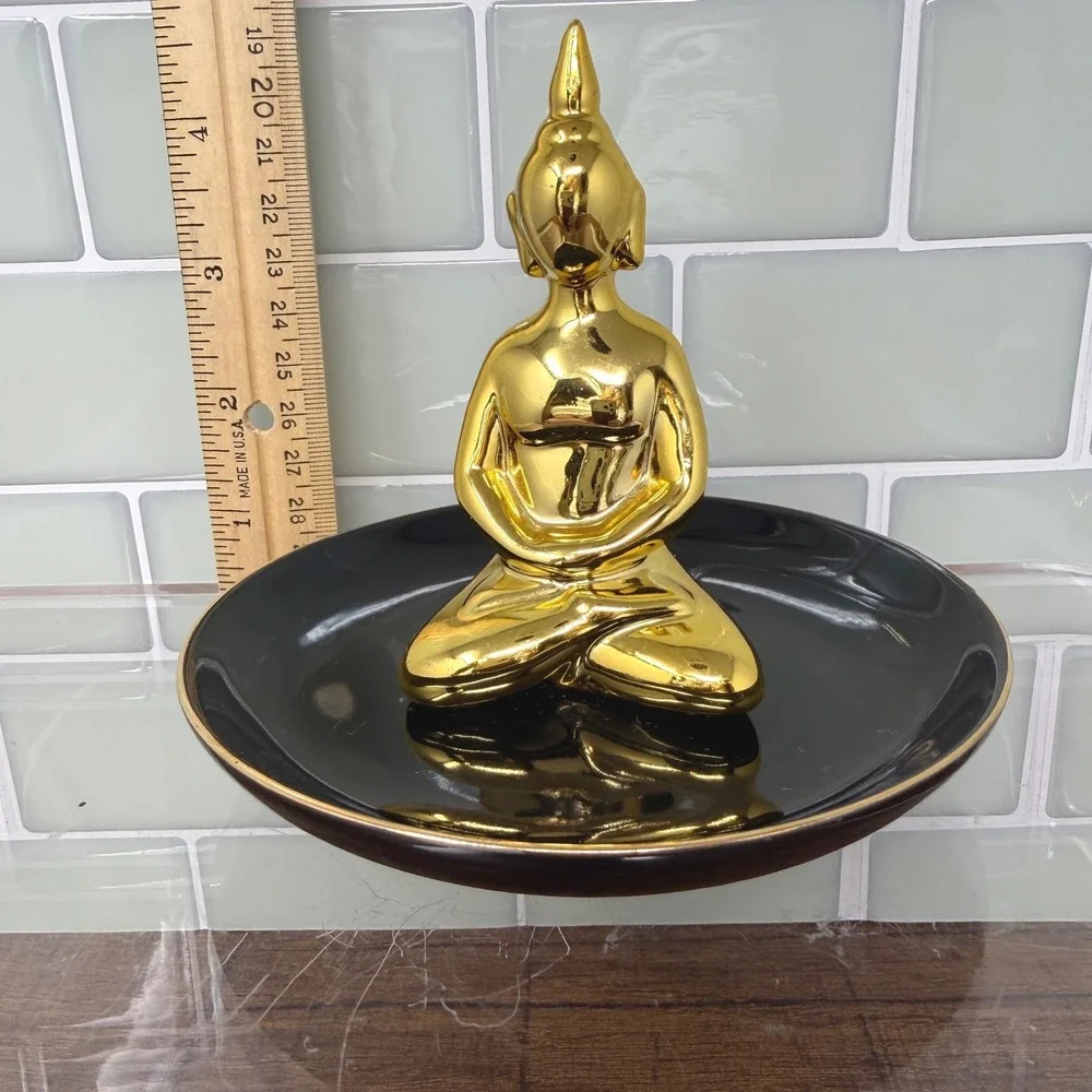 Sagebrook Home Gold Seated Buddha Ceramic Trinket Dish Catchall Ring Tray